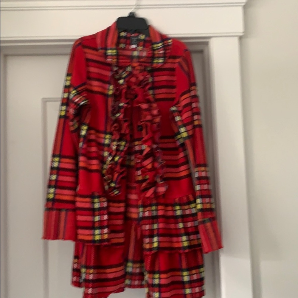 Tartan fleece coat girls 14